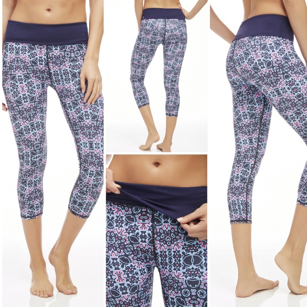 Fabletics Blue/Pink Salar Printed PowerHold Capri